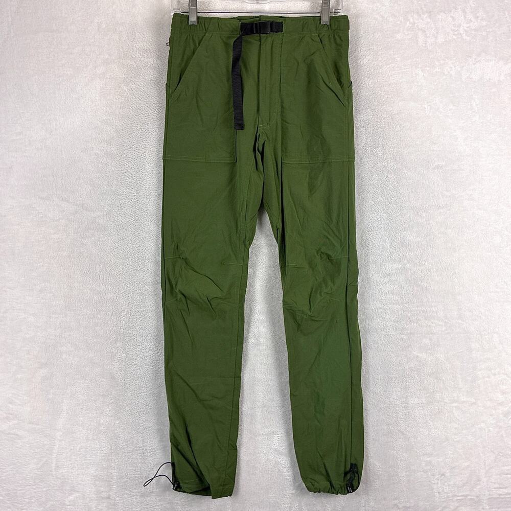 VTG Topo Designs Pants Mens S Green Nylon Belted Climbing Hiking Outdoors USA